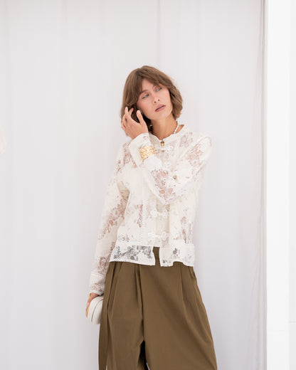 Mandarin Collar Lace Blouse