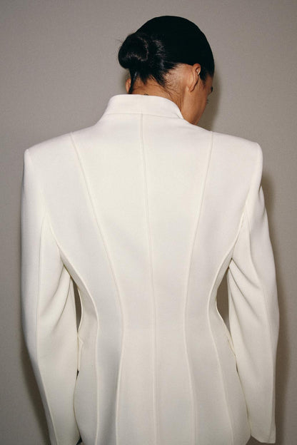 Ribbed Double-Breasted Blazer