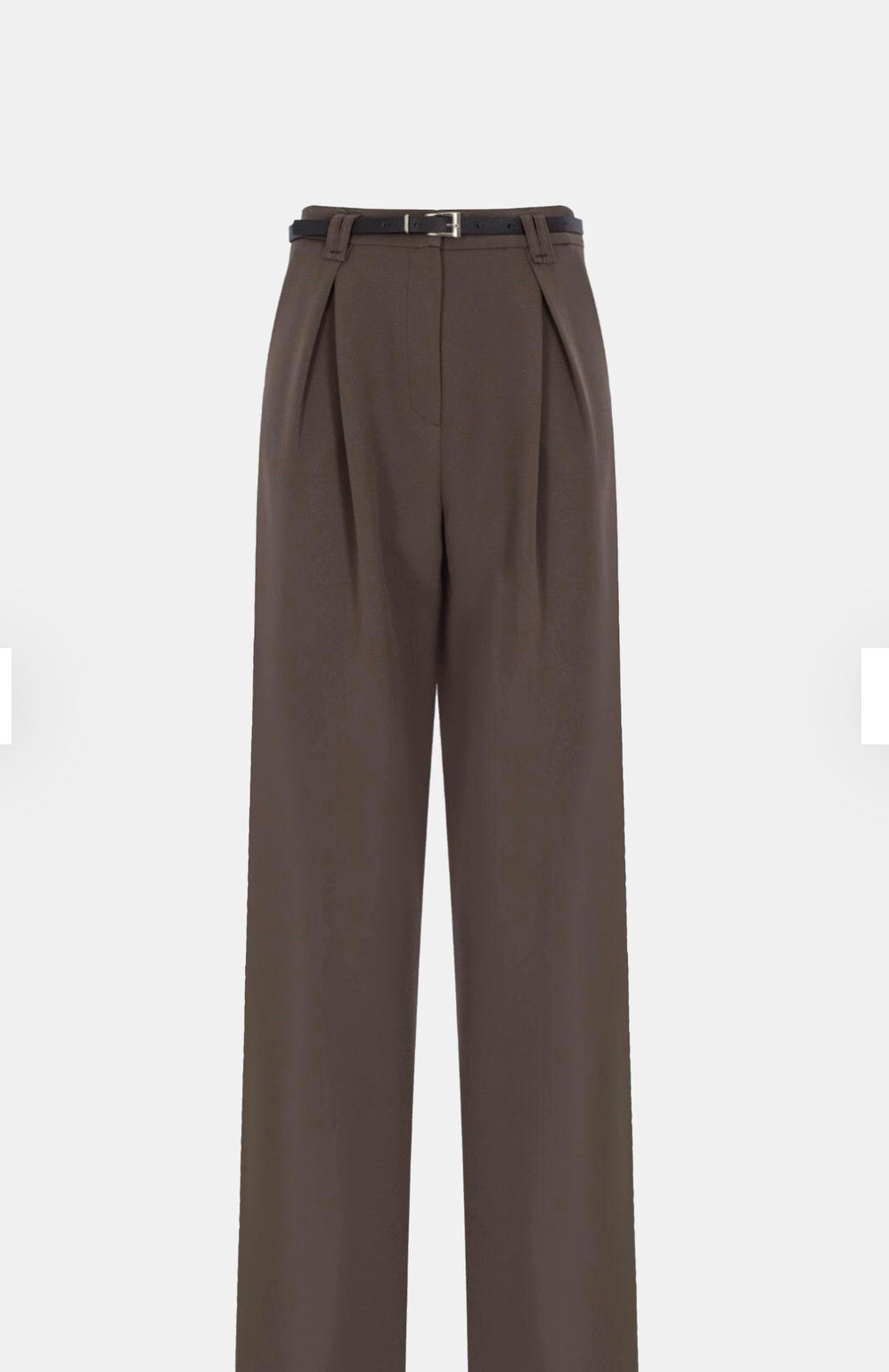 Belted Wide-Leg Pleated Pants