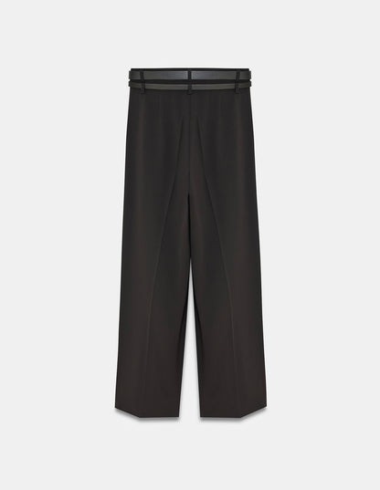 Double Belt Wide-Leg Pants