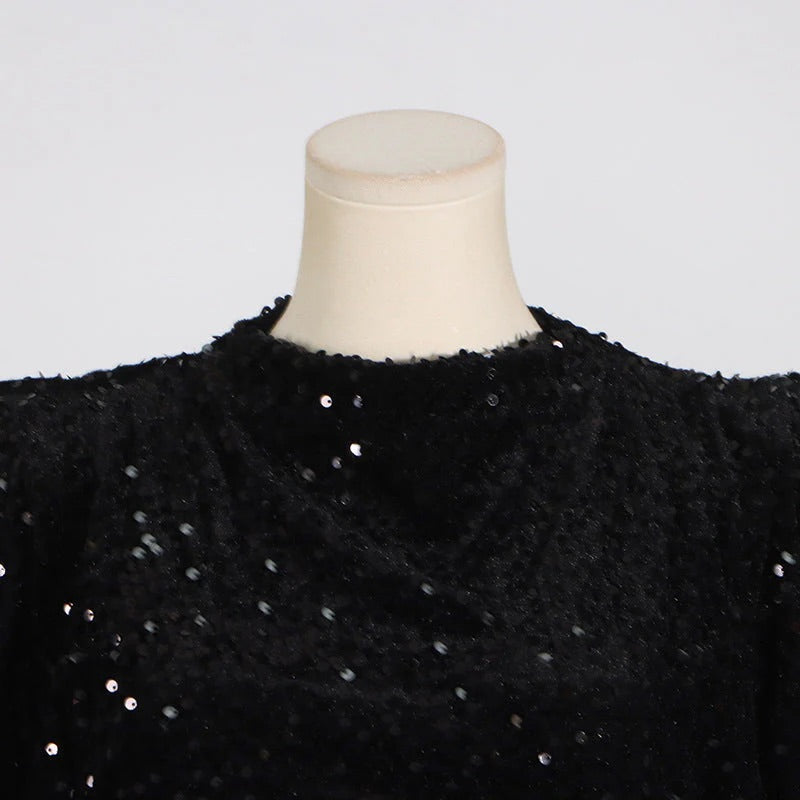 Black Sequin Mini Dress