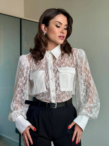 Celeste Sheer Lace Shirt