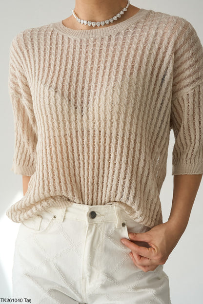 Textured Mesh Knit Tee