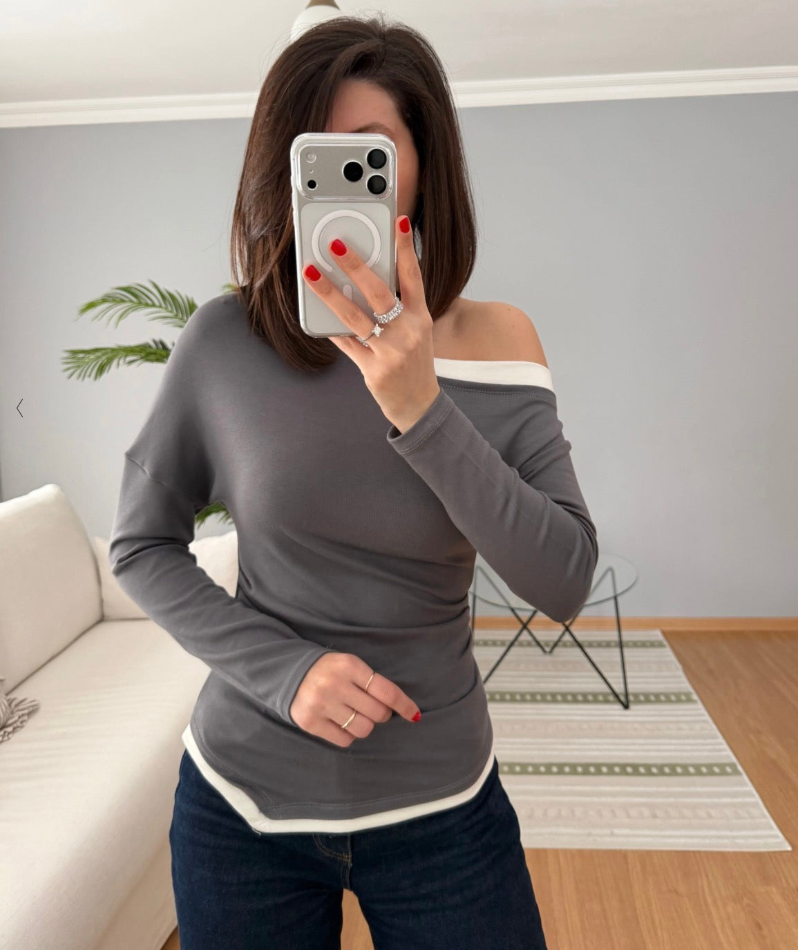 Layered Crewneck Long Sleeve Top