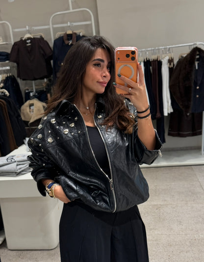 Studded Black Leather Jacket