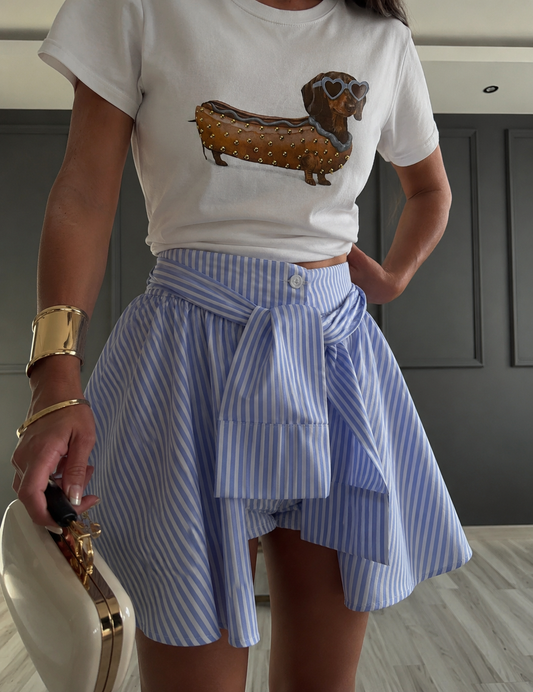 Stripe Tie Skort