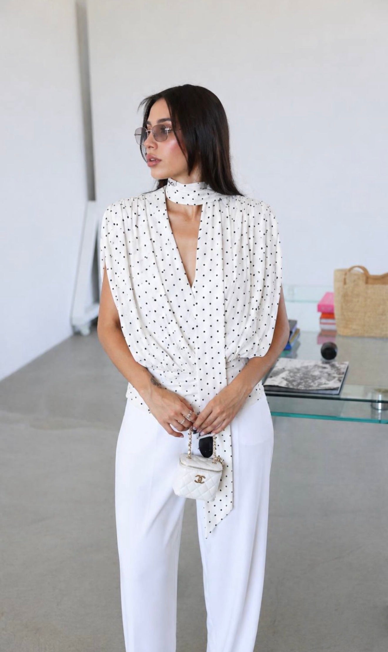 The Polka Scarfed Top