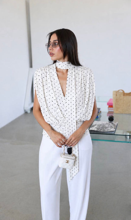 The Polka Scarfed Top