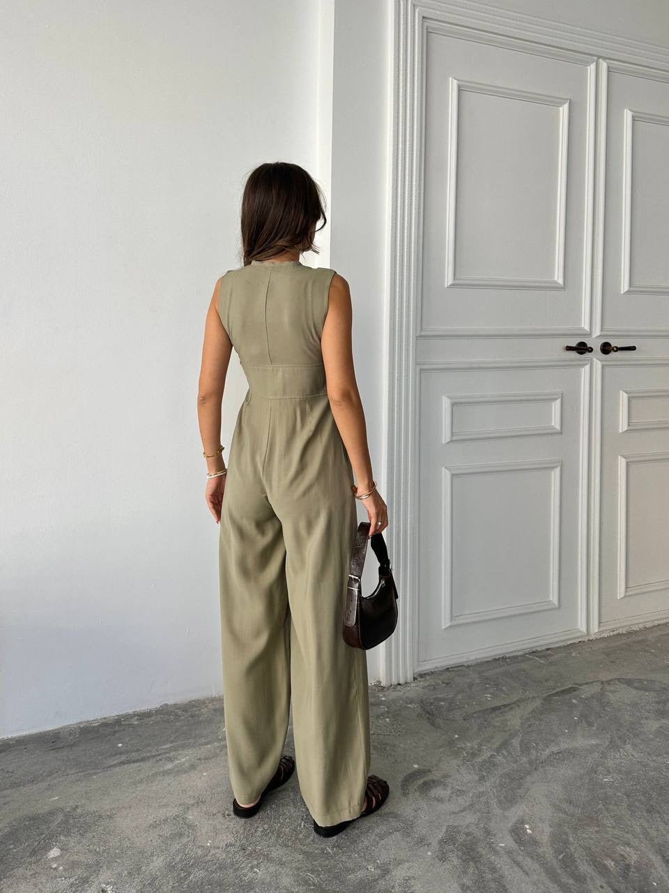 Sleeveless Wide-Leg Zip Jumpsuit
