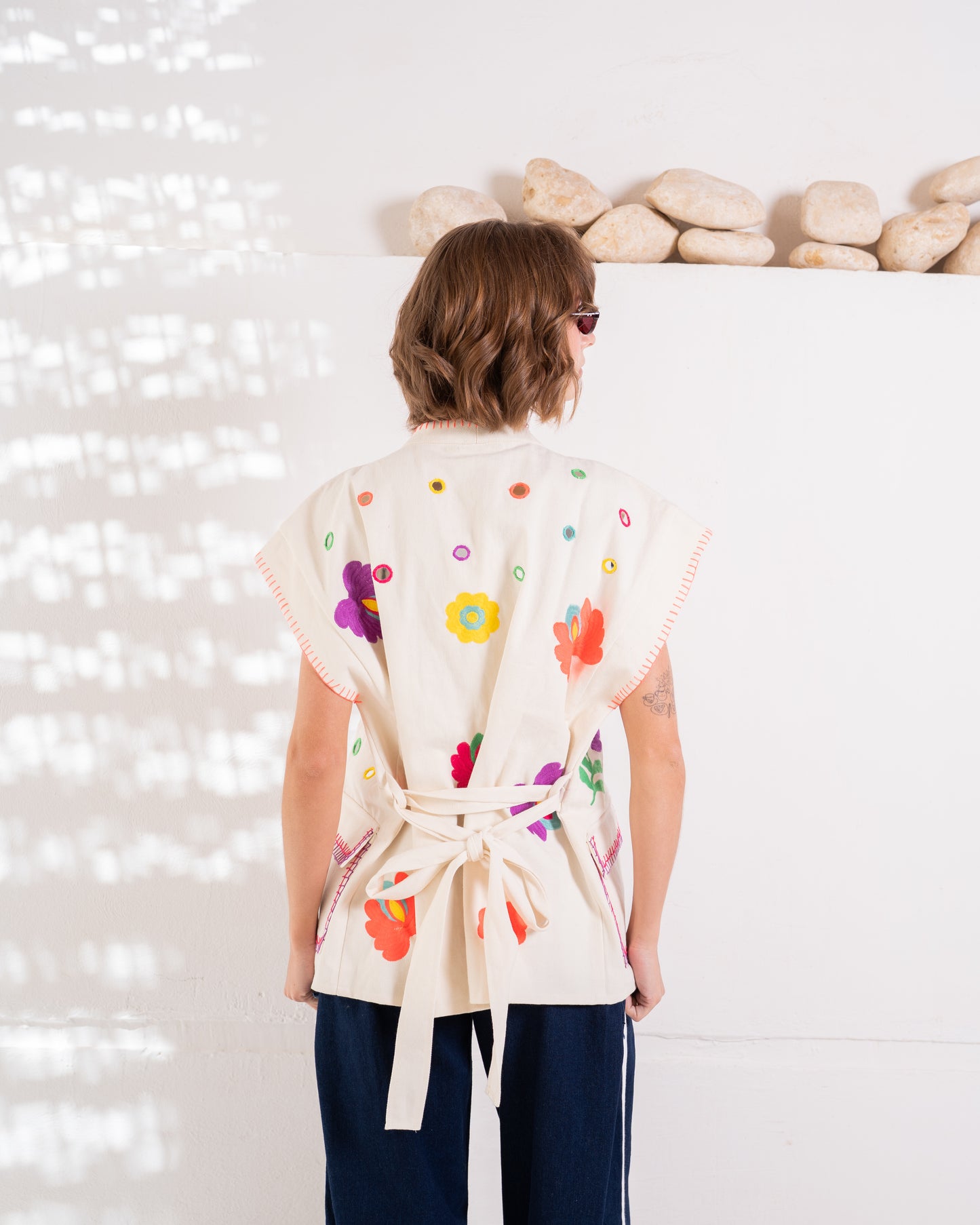 Embroidered Denim Vest