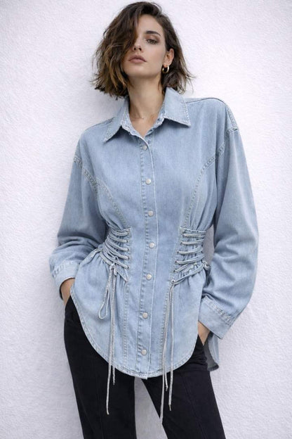 Lace-Up Corset Denim