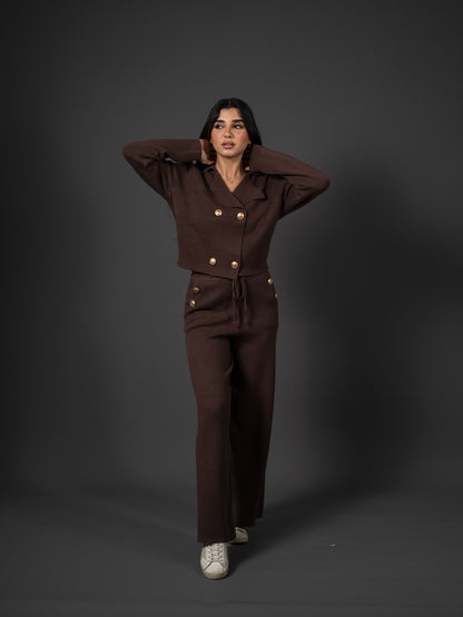 Gold-Button Knit Set