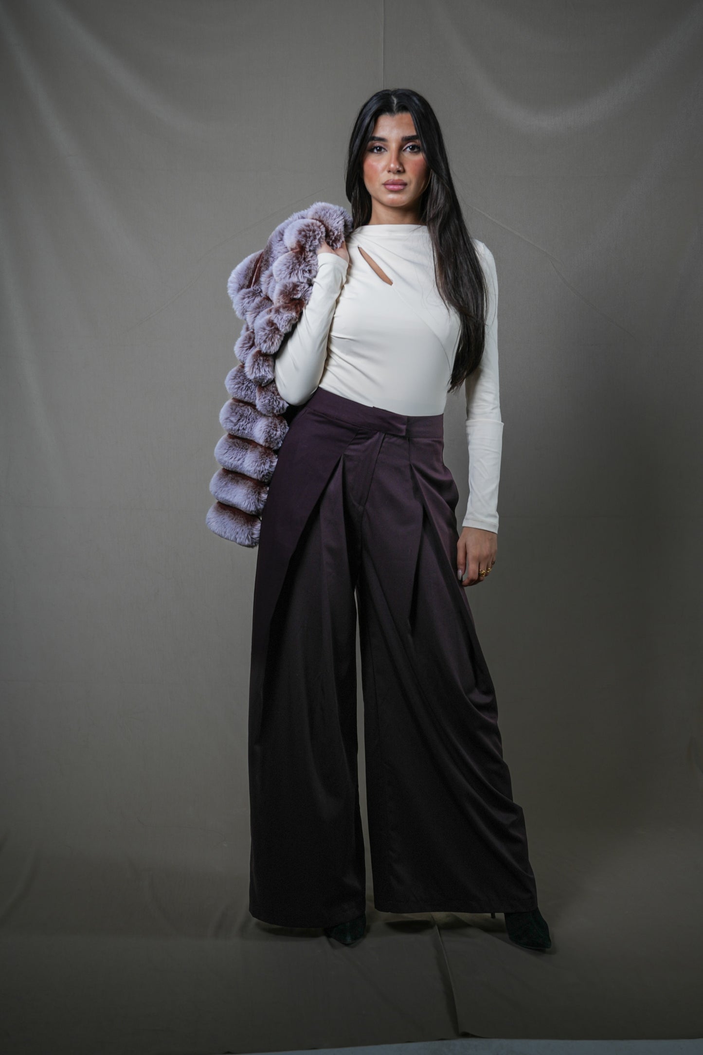 Drape-front pants