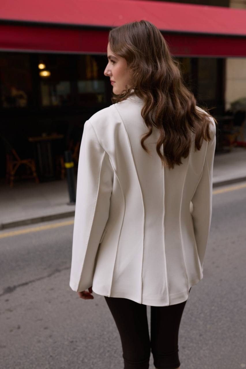 Ribbed Double-Breasted Blazer
