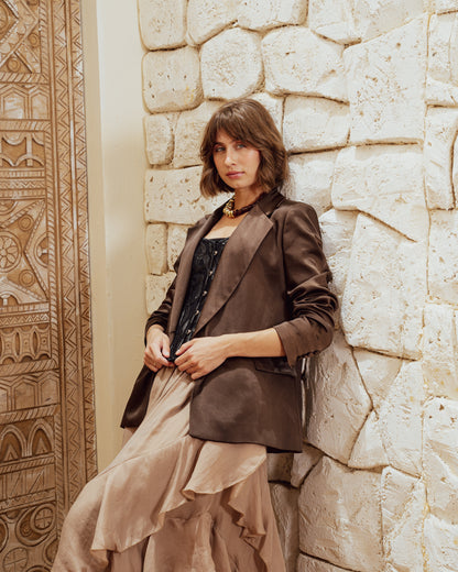 Mocha Satin Blazer