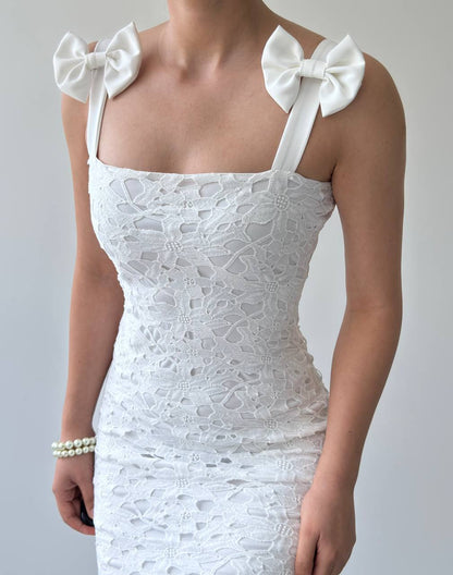 Guipure Lace Column Dress