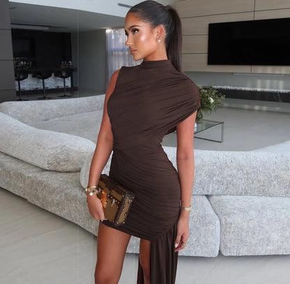 Asymmetric draped dress