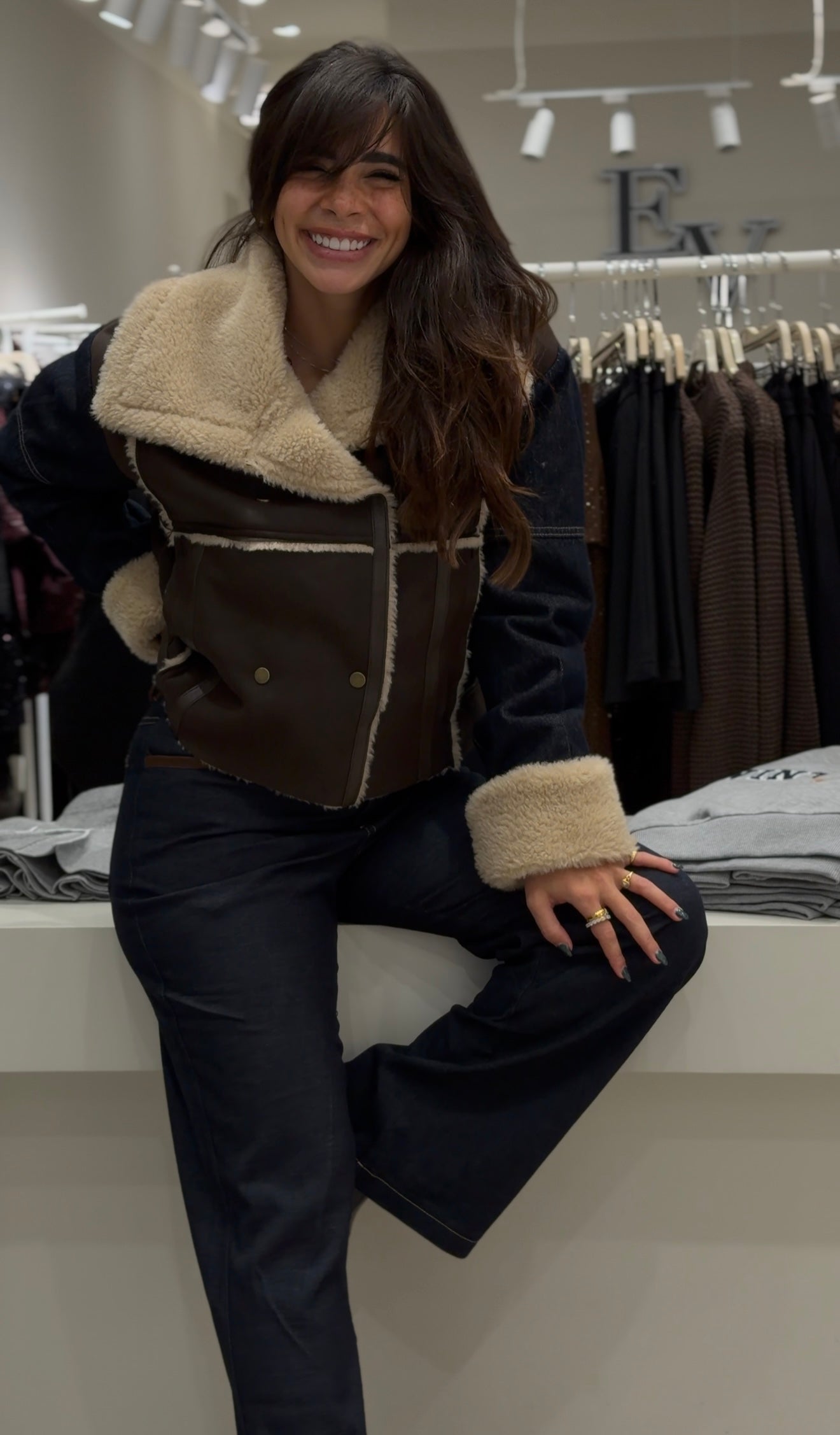 Contrast Shearling Jacket