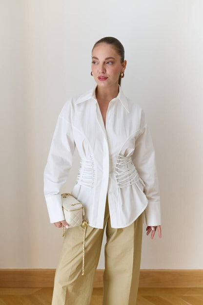 Lace-Up Corset Shirt
