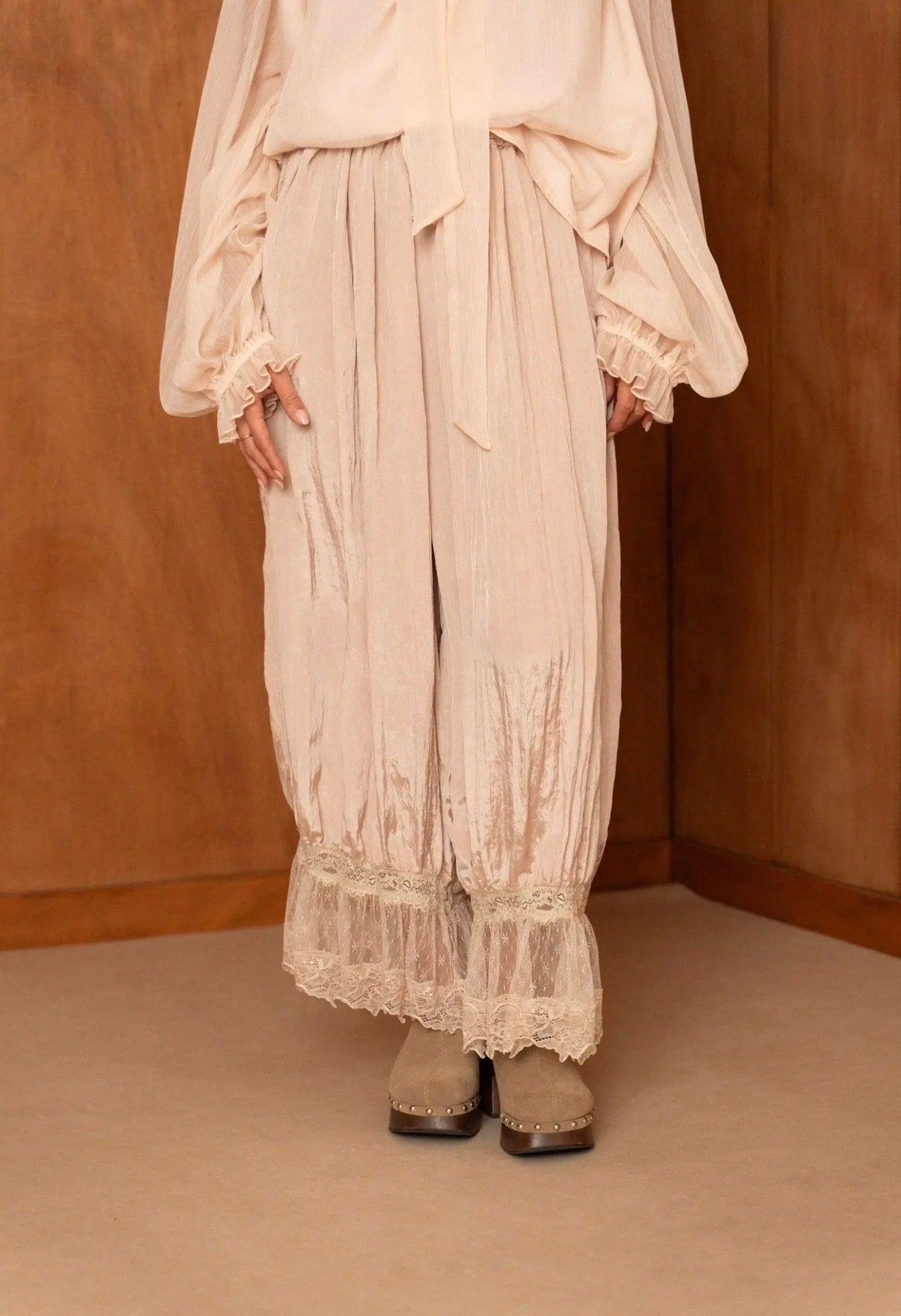 Lace Trim Harem Pants