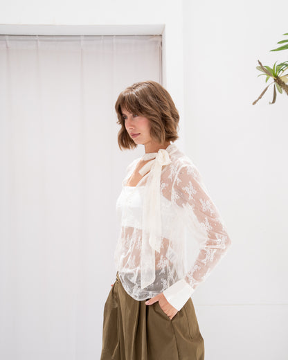 Sheer Floral Scarf Top