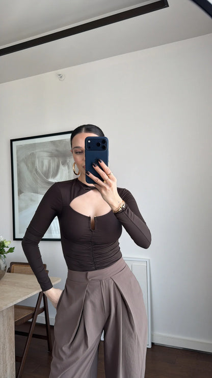Ruched Cutout Top