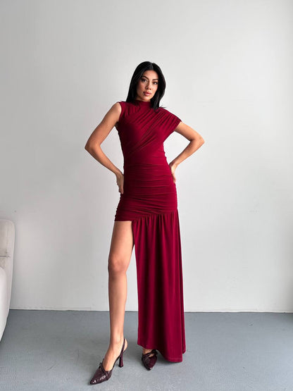 Asymmetric Ruched Dress