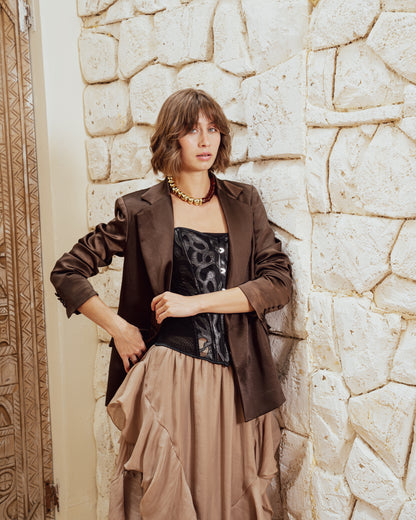 Mocha Satin Blazer