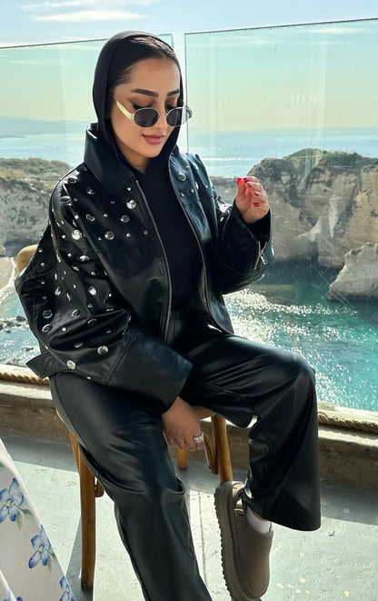 Studded Black Leather Jacket