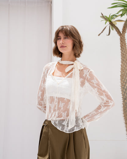 Sheer Floral Scarf Top