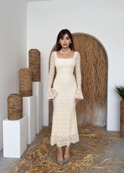 Ruched Bust Lace Dress