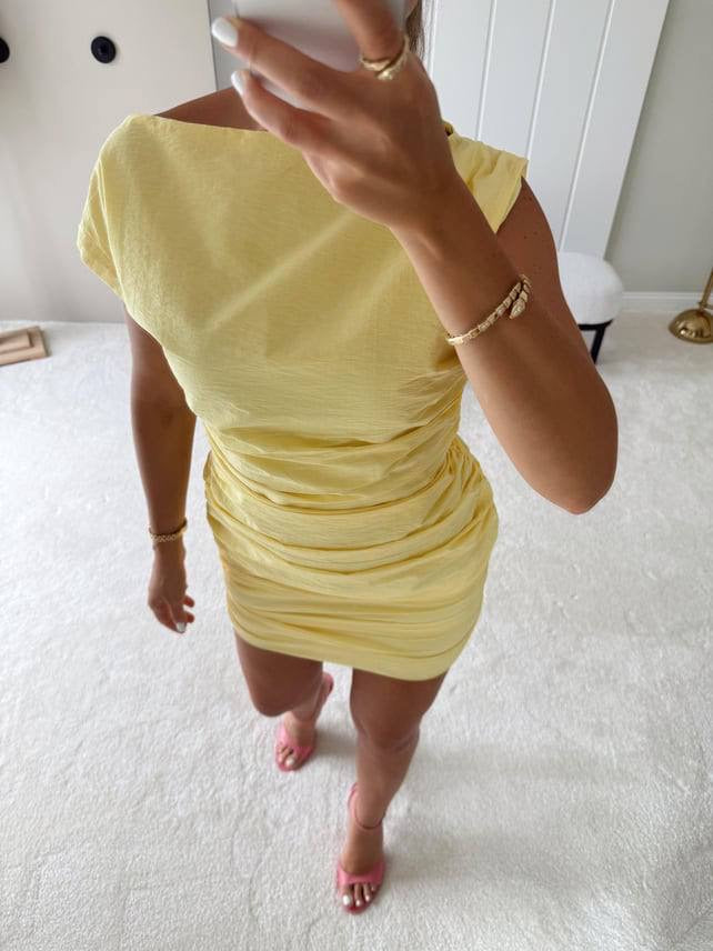 Ruched One-shoulder Dress