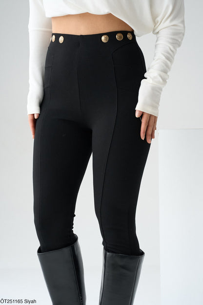 Button-Detail Tights