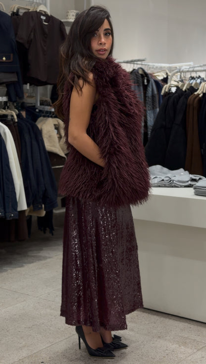 Maroon Faux Fur Vest