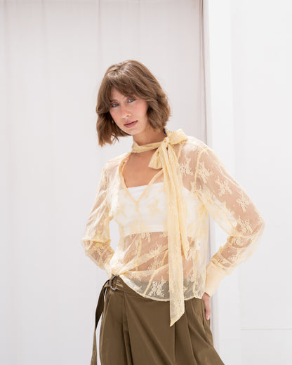 Sheer Floral Scarf Top