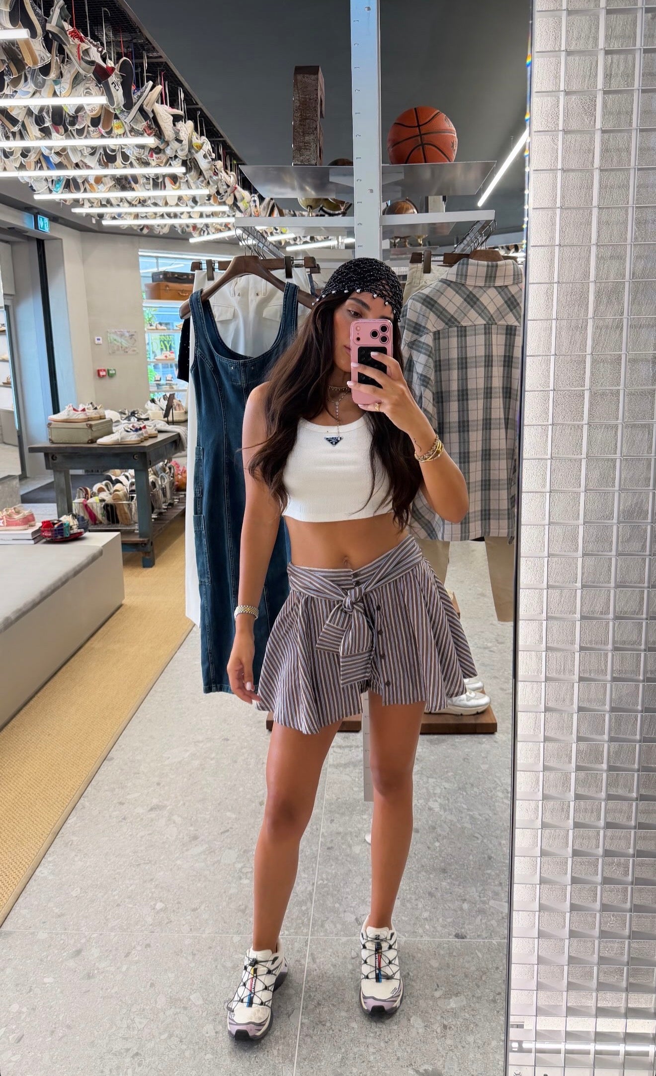 Stripe Tie-Waist Skort
