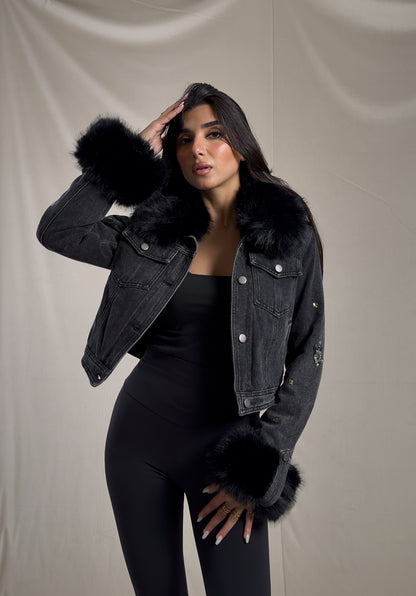 Faux-Fur Denim Jacket