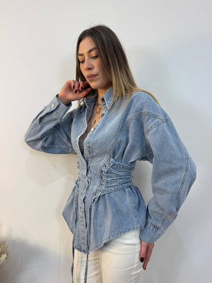 Lace-Up Corset Denim