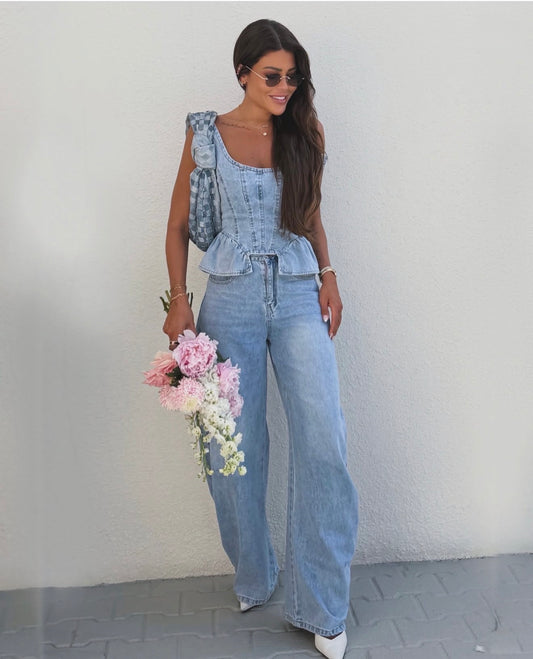 Peplum Denim Set