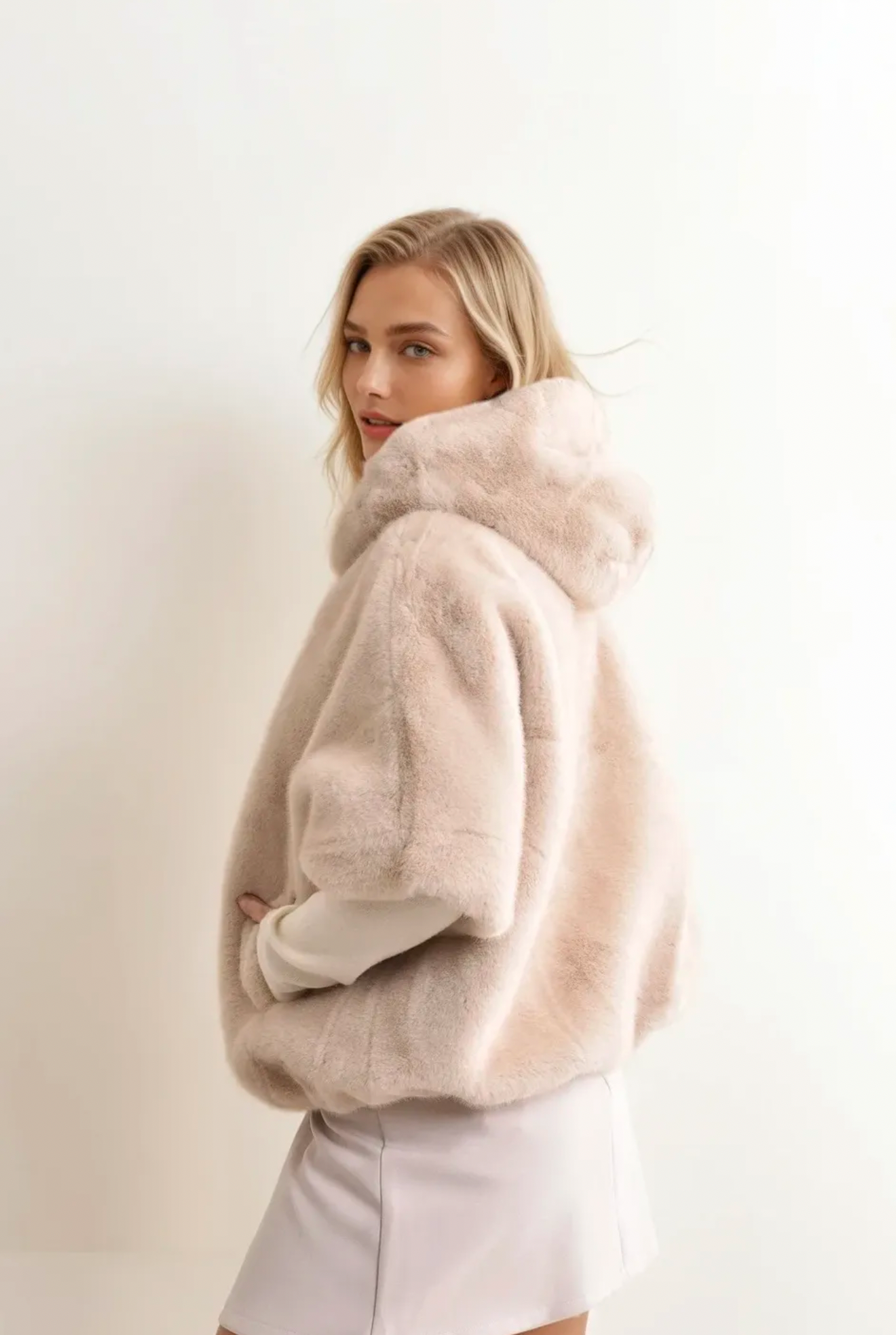 Hooded Fur Poncho