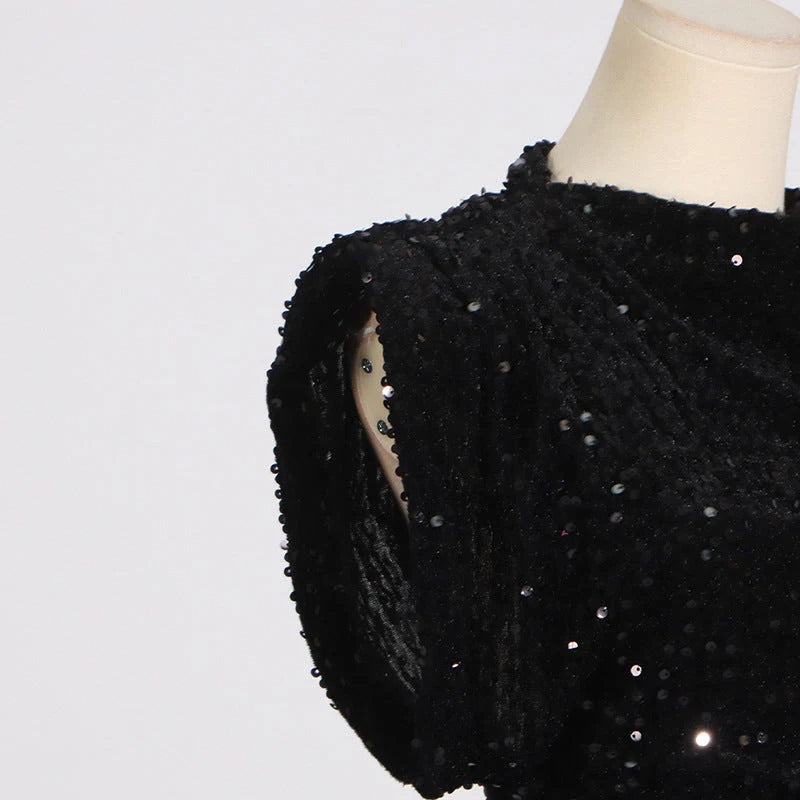 Black Sequin Mini Dress