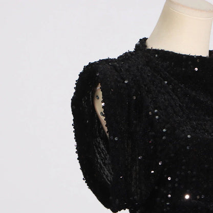 Black Sequin Mini Dress