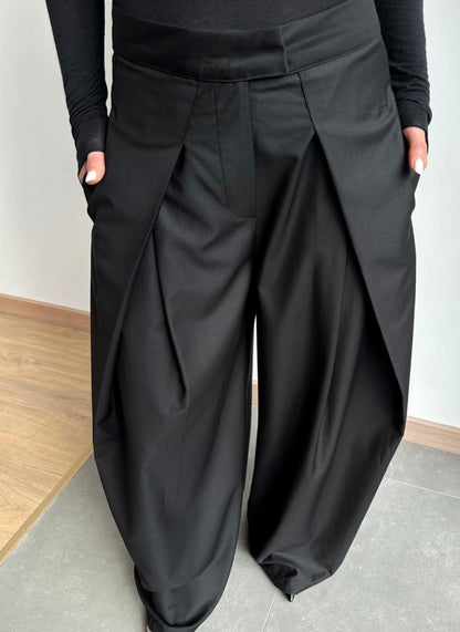 Drape-front pants
