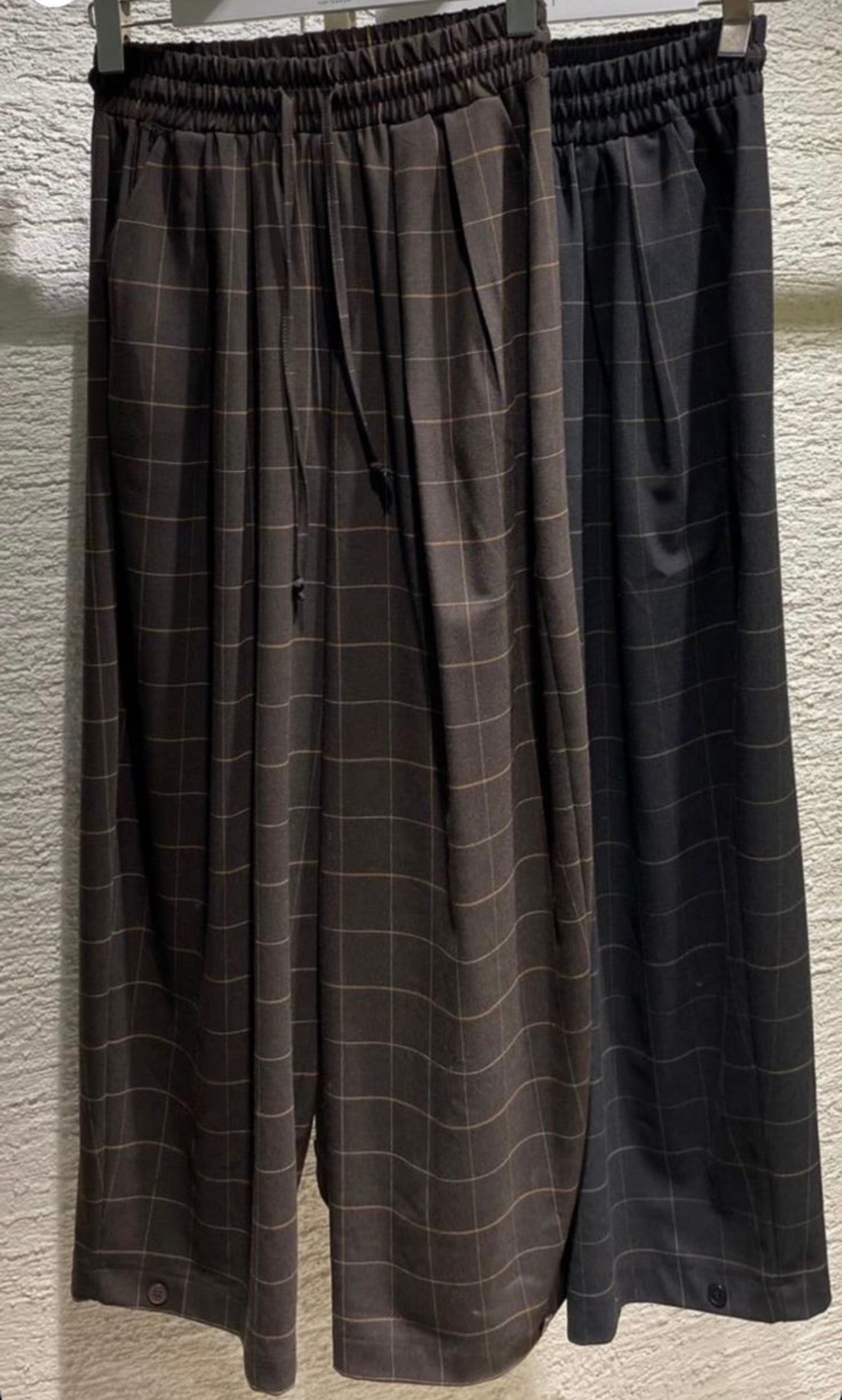 Elastic Waist Checkered Pants