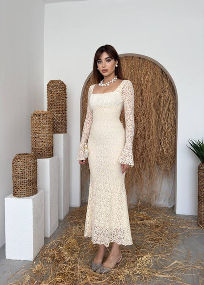 Ruched Bust Lace Dress