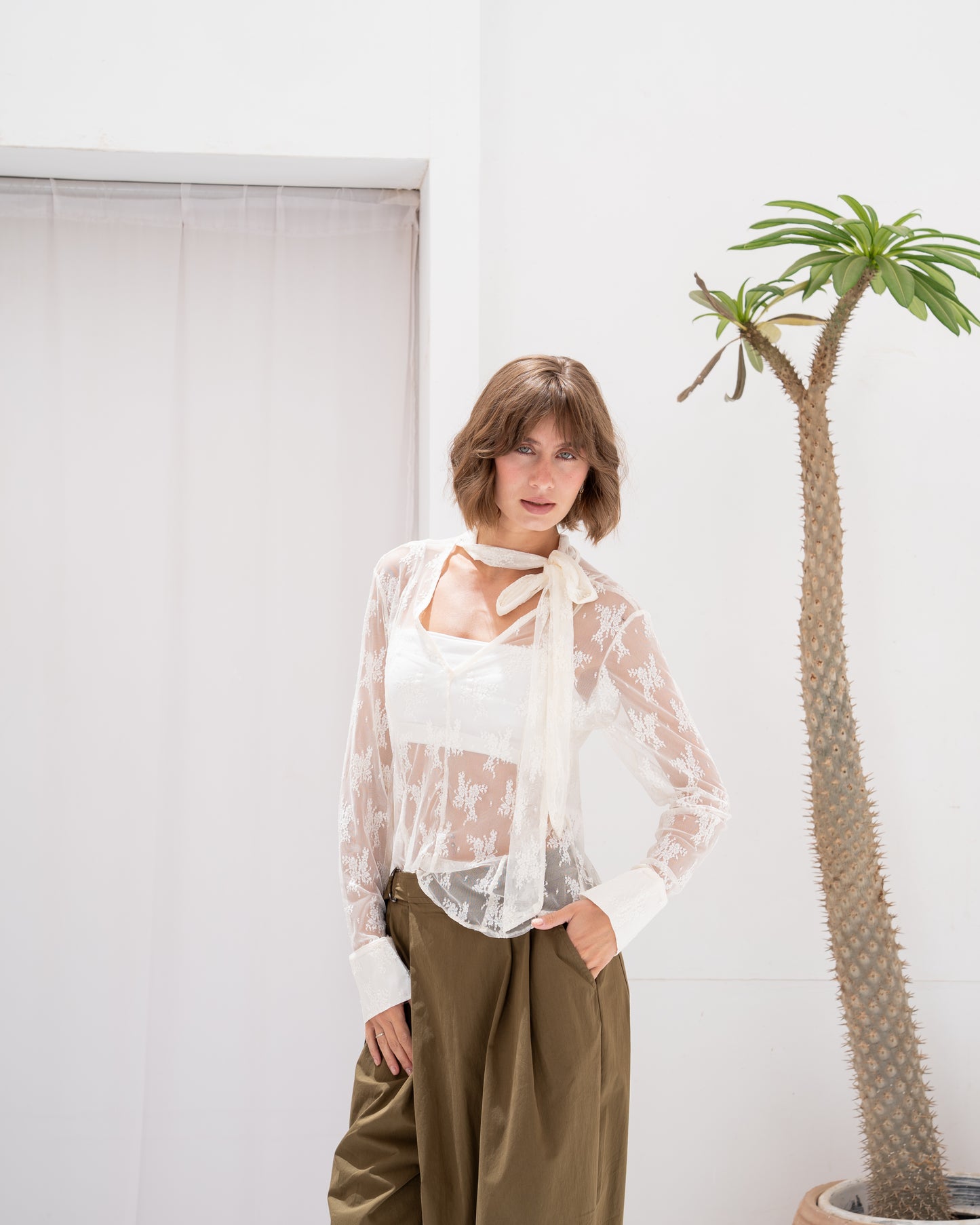 Sheer Floral Scarf Top