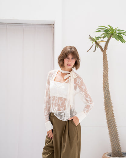 Sheer Floral Scarf Top