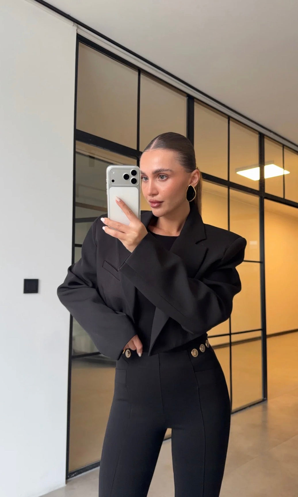 Button-Detail Tights