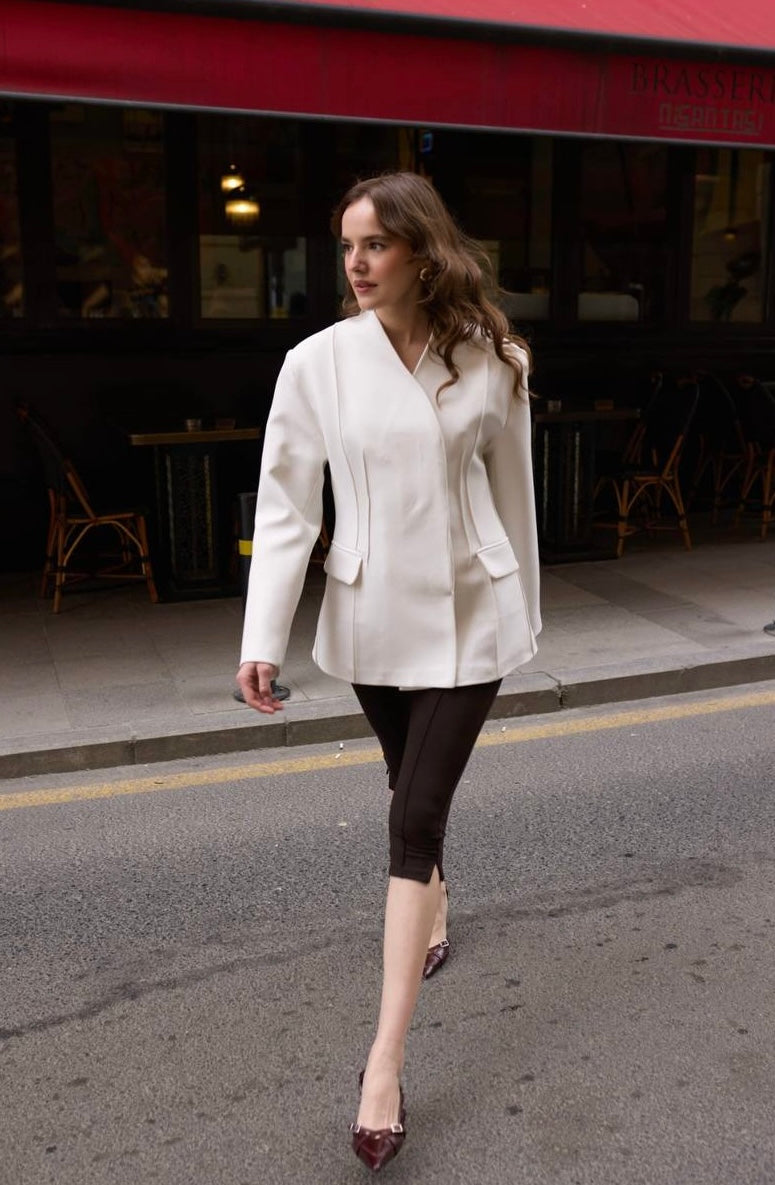 Ribbed Double-Breasted Blazer