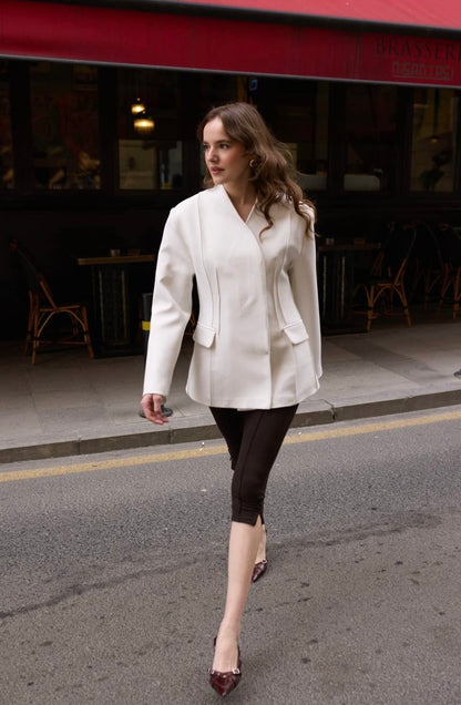 Ribbed Double-Breasted Blazer